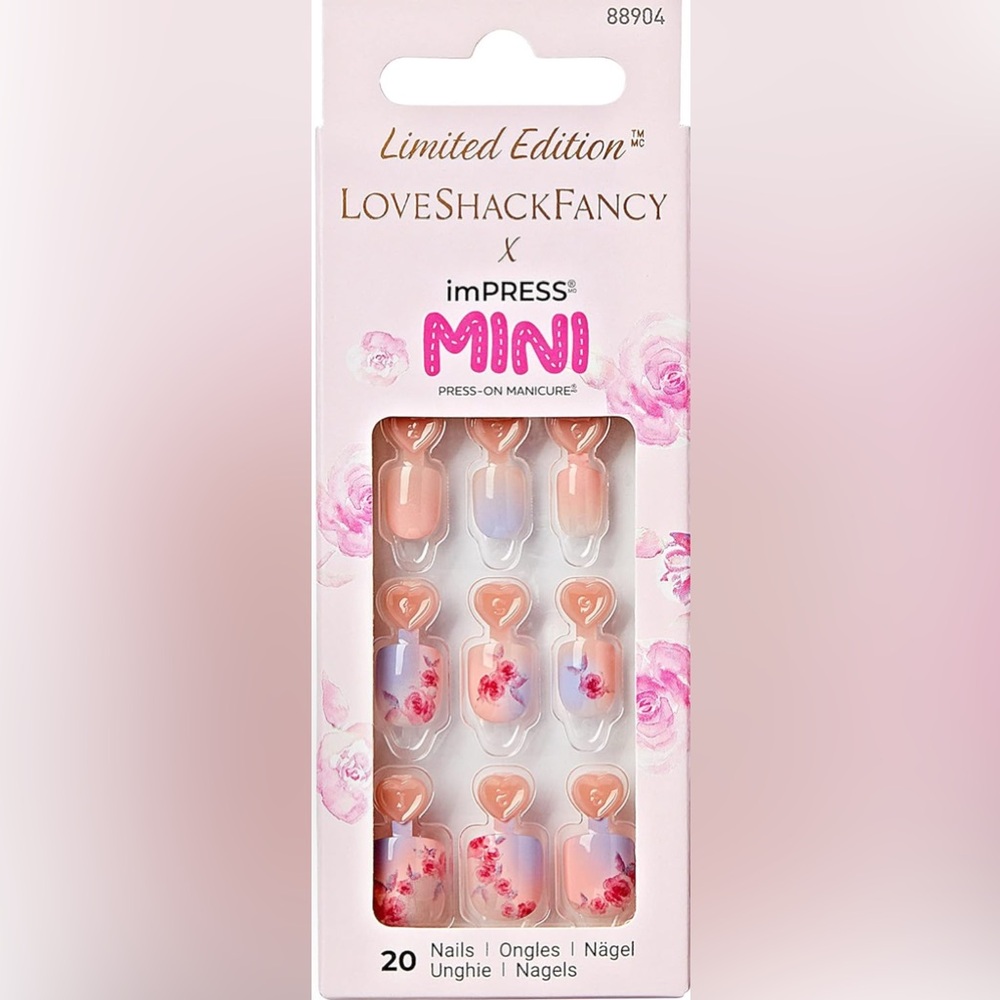 NIB Mini LoveShackFancy x imPress Medium Coffin Press On Nails Kids